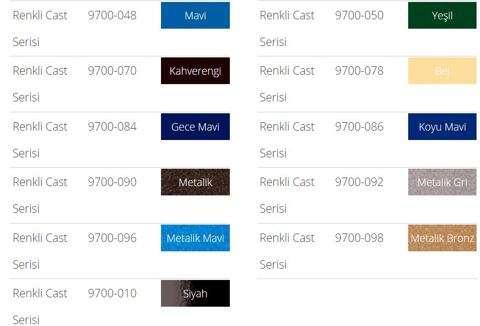 Unifol 9700 Renkli Cast
